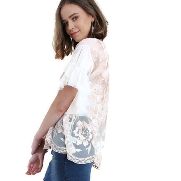Umgee Embroidered Sheer Lace Top - Picture 3 of 7